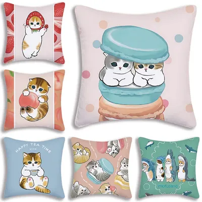 Niedliche Mofusands Kissen bezüge Cartoon Sofa dekorative nach Hause doppelseitigen Druck kurze Image