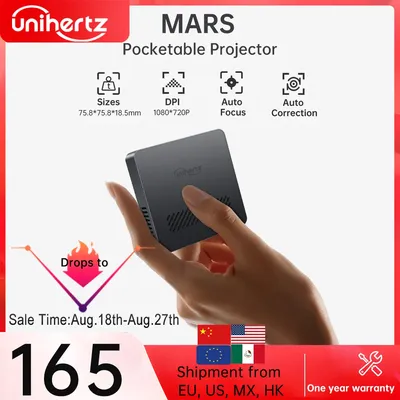 Uniehrtz 8849 MARS Mini Projector DLP Auto Focus Projector Support Laptop, PC, Smartphone Pocket Size Portable Outdoor Projetor