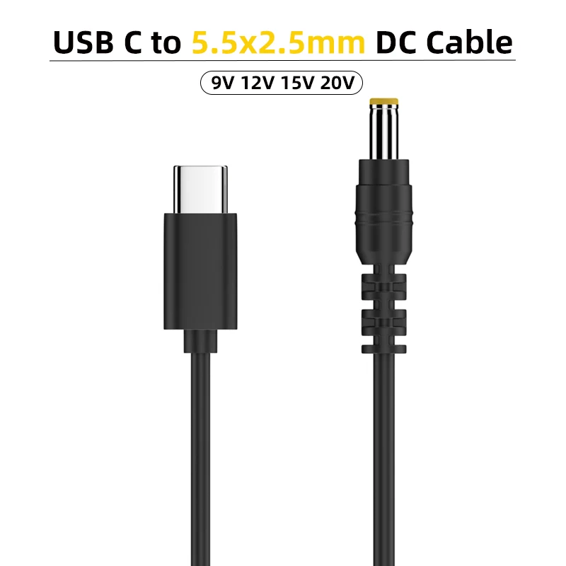 USB C auf 9 V 12 V 15 V 20 V 5,5 x 2,5 mm DC-Klinkenstecker-Adapter Typ C PD-Ladekabel für LCD-Monitore Cine Broadcast Radio