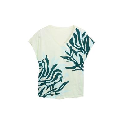 TOM TAILOR Damen Plus Size - T-Shirt mit Print, grün, Uni, Gr. 48 Image