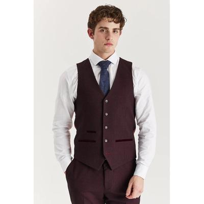 Weinrote Anzugweste für Herren im Prince-of-Wales-Stil Image