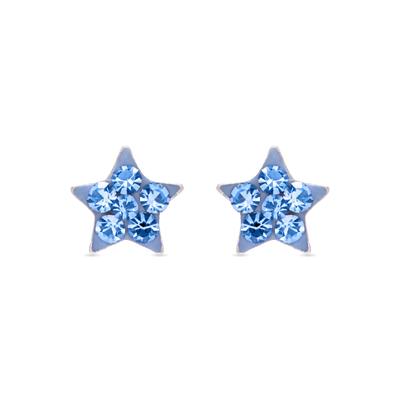Luxenter Sterling Silber 925 Ohrringe mit rhodinierten blauen Zirkonia - Stern Image