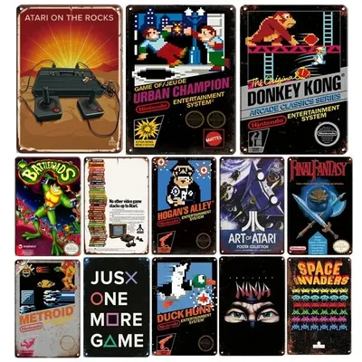 Metal Tin Poster Video Game Retro Metal Tin Sign Plaque Poster for Bar Club Wall Decor Retro Home