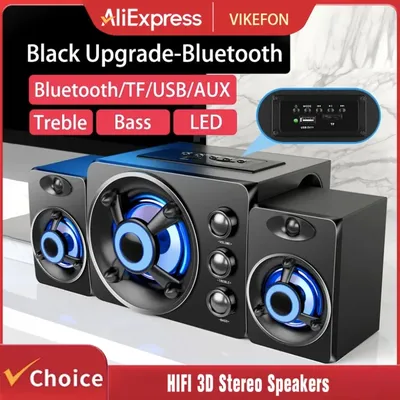HIFI 3D Stereo Speakers Colorful LED Heavy Light AUX USB Wired Wireless Bluetooth Audio Home Theater