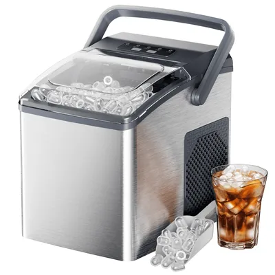6 Mins 9 Bullet Ice, 26 Lbs/24 Hrs, Nugget Ice Maker with Self Cleaning Function, Ice Maker for Home