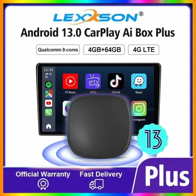 Android 13 LEXXSON Android Auto Wireless CarPlay AI TV Box QCM6115 8-Core Split Screen 4GB 64GB For