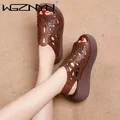 Designer femmes sandales en cuir souple chaussures à semelles compensées pour femmes été rétro sandales de luxe chaussures décontractées femmes talons compensés Sandalias