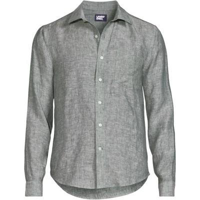 Men'sTall Long Sleeve Linen Shirt, Men, size: 50-52, big and tall, Green, Linen, by Lands' End