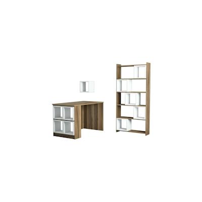 Dmora Schreibtisch Dgonzale, Mehrzweckschreibtisch, Bürotisch für PC, Eckschreibtisch, 120x65h75 cm, Walnuss und Weiß Image