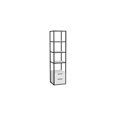 Dmora Bücherregal Dfogliat, Büroregal, Mobiler Buchhalter, Bücherbrett, 39x39h169 cm, Weiß und Schwarz Image