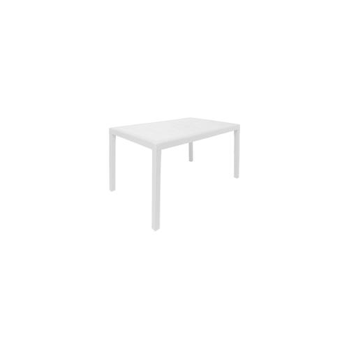 Dmora Gartentisch Portici, Rechteckiger Esstisch, Mehrzweck-Gartentisch in Rattan-Optik, 100 % Made in Italy, 150x90h72 cm, Weiß