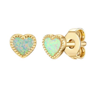 Glanzstücke München Ohrstecker Herz Sterling Silber Opal (synth.) in Gelbgold 4,8 mm Damen Image