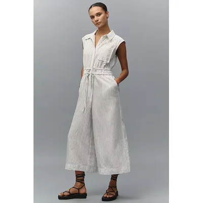 Maeve Cropped Wide-Leg Shirting Jumpsuit