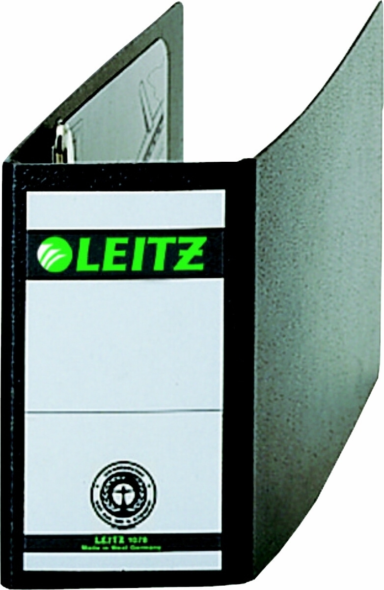 LEITZ Ordner A6 quer 77mm Hartpappe schwarz Packung mit 5 Stück Image
