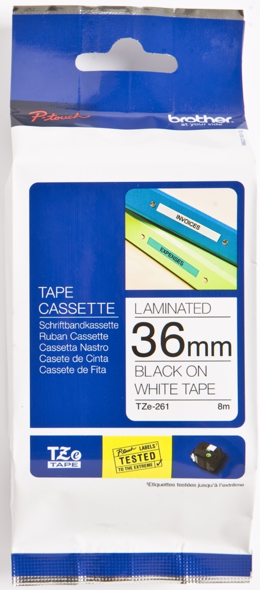 Brother Schriftband TZE261 36mm schwarz/weiß Packung mit 5 Stück Image