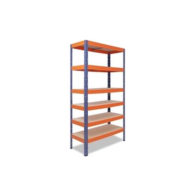 shelfplaza PRO 230x100x60 cm Schwerlastregal in blau-orange mit 6 Böden und 166 kg Traglast pro Boden Image