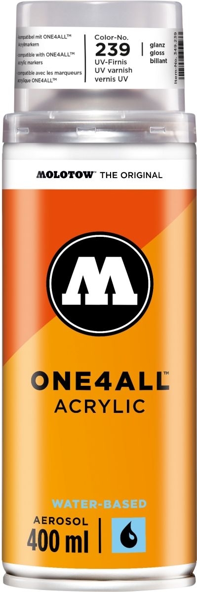 MOLOTOW Klarlack UV Varnish One4All Acryl-PU-Basis Sprühdose 400ml glänzend Packung mit 6 Stück Image