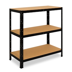 shelfplaza BLACK 90x30x23 cm Schwerlastregal in schwarz mit 3 Böden und 175 kg Traglast pro Boden Image