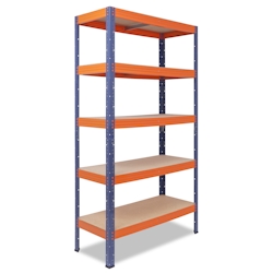 shelfplaza PRO 180x120x30 cm Schwerlastregal in blau-orange mit 5 Böden und 200 kg Traglast pro Boden Image