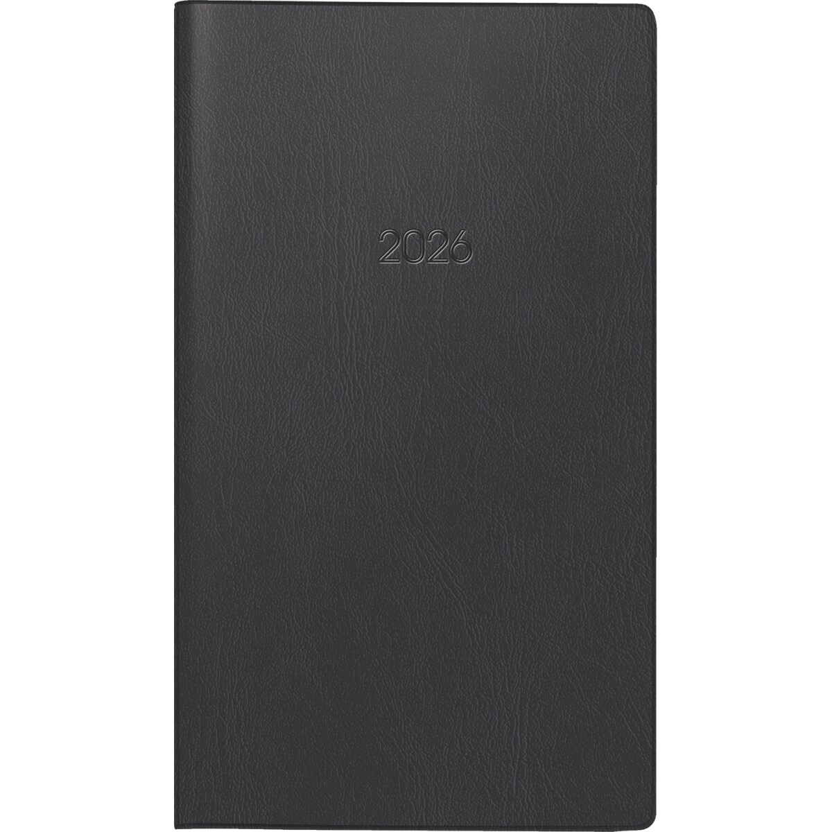 Brunnen Taschenkalender 740 7,8x15,3cm 1 Monat/2 Seiten Kunststoff schwarz 2026 Image