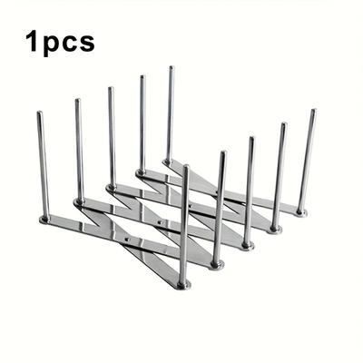 TEMU 2pcs/1pc, Collapsible Stainless Steel Dish Rack - Foldable Multi-functional Kitchen Organizer, Adjustable, Space-saving, Easy For Draining And Storing, Rack For Lids, Kitchen Storage Rack Image