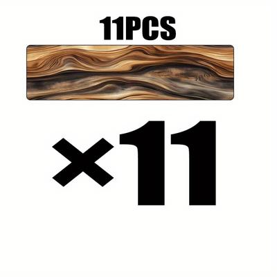 TEMU 2pcs/4pcs/7pcs/11pcs Wood Grain Pattern Printed Stair Tread Mats, Reusable And Washable, Indoor Stair Mat For Wooden Stairs In Interior Decoration Image