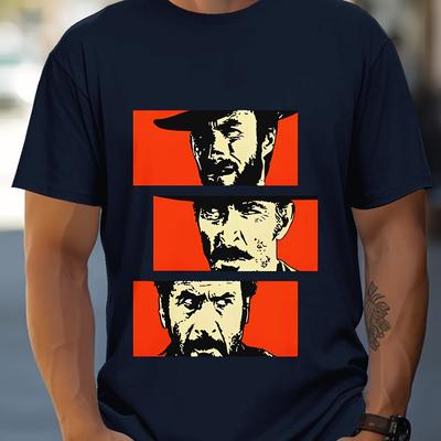 TEMU Men's Breathable Cotton T-shirt- Casual& Stylish Print Tee, Short Sleeve Crew Neck, Fit, 180g, Fashion Casual Image