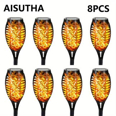 TEMU Aisutha Local Warehouse 4/8 Outdoor Solar Garden Lights With Realistic Flame Effects, Durable And , Suitable For Outdoor, Garden, Backyard, Lawn Lighting Decoration Image