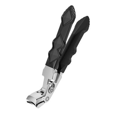 TEMU Ergonomic Stainless Steel Elbow Nail Clipper With Feature, Long Handle, And Wide Opening - Black Textured Grip For Comfortable Manicure And Pedicure Image