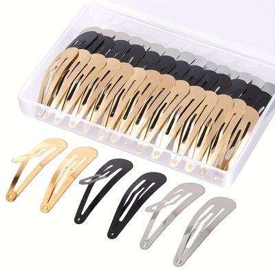 TEMU 60pcs Cute Minimalist Anti-slip Hair Clip Set, Solid -shaped Metal Clips With Storage Box Image