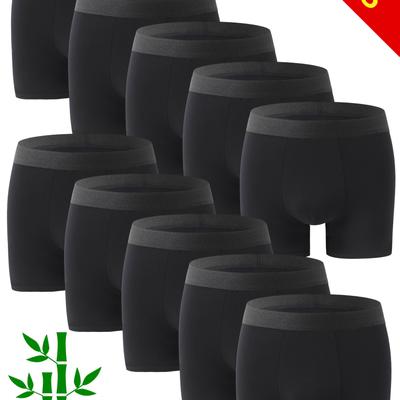 TEMU 10pcs Men's Bamboo Fiber Boxer Briefs, Soft & Breathable, 95% Bamboo With 5% Spandex, Sweat Absorbent, , Black, Sports & Casual Wear Image