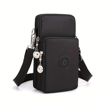 TEMU Nylon Crossbody Phone Bag With - Contemporary Women's Travel And Bag With Zipper Closure Image