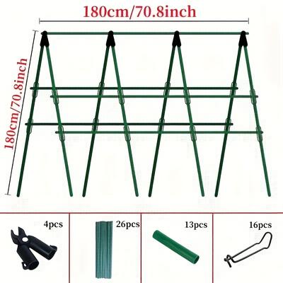 TEMU 1 Set (26 Poles + 33 Accessories Plant Climbing Trellis, 180cm High, Suitable For Growing Grapes And Tomatoes In Gardens) Image