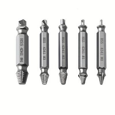 TEMU 5pcs Damaged Screw Extractor Drill Bit High Double Easily Take Drill Out Broken Screw Remover Bolt Image