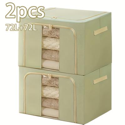 TEMU 2pcs Foldable Large Capacity Storage Box, Moving And Seasonal Clothes Storage, Extra Large Clothes And Clothes Organizing Basket, Large Capacity Fabric Folding Box Storage Box, Under-bed Storage Image