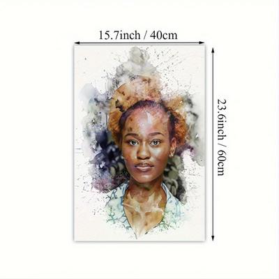 TEMU 1pc Personalized Watercolor Canvas Art - Unframed Photo Poster, High-quality Fabric Wall Hanging, Ideal For Decor, Christmas, Thanksgiving, Valentine's Day, Day Image