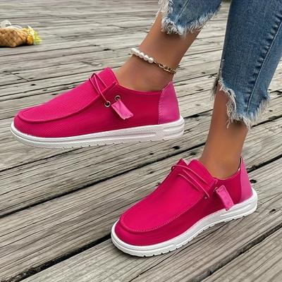TEMU Women's Slip-on Sneakers - Casual Flat Shoes With Rubber Sole, Ideal For Spring And Summer, Casual Footwear | Vibrant Sneakers | Image