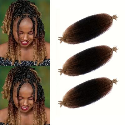 TEMU 3pcs Twist Braiding Hair, 8 Inch Pre-separated Springy Afro Twist Hair Kinky Twist Crochet Hair Braids For Distressed Soft Locs Spring Twist Hair For Women Image