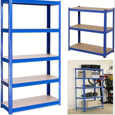 TEMU 5 Tier Garage Shelves Metal Storage Shelves, Heavy Duty Shed Storage Racking For Warehouse Workshop Office(170x75x30cm) Blue, Utility Racks Image