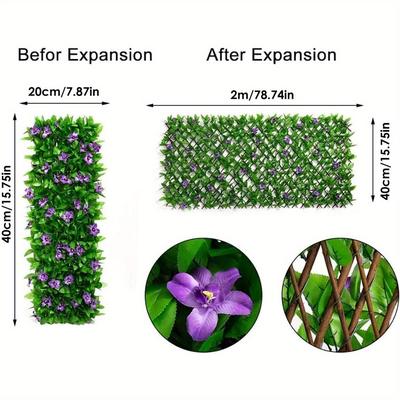 TEMU 2pcs Expandable Fence Screen, Garden Fencing Use Artificial Hedge Screen Extend Garden With Flowers, Garden Fence Screen, Fence Privacy Screen For Backyard Patio Wall Decoration Image