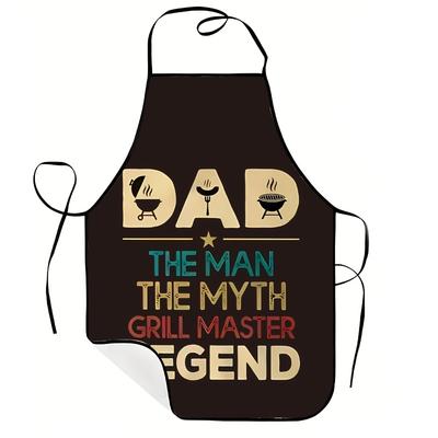 TEMU 1pc Dad The Polyester Apron - Adjustable Neck Strap, Perfect Father's Day Gift For Bbq Enthusiasts, Woven Kitchen Apron For Men And Women Image