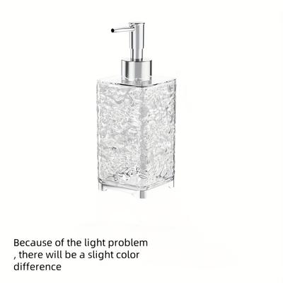 TEMU Wongirl Luxury Square Soap Dispenser - Refillable, Transparent With Press Pump For Dish Soap, Shower Gel & Shampoo - Frosted Glass Look Bathroom Accessory Image