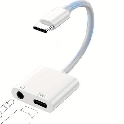 TEMU Type-c To 3.5mm Audio Adapter With Charging Dock, Usb-c Converter For Iphone, , Ipad & More - High-quality Stereo Jack Dongle, Usb-c , Male To Female Connection, Usb- Image