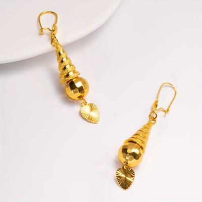 TEMU Vintage 24k Golden Plated Copper Drop Earrings, Spiral Design With Shiny Pattern, Luxurious Retro Style Dangle Earrings For Women, Ideal For Daily & Party Wear, Ramadan Gift, Accessory Image