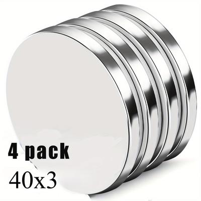 TEMU 2/4pcs Round Magnetic 40x3mm Magnet, Heavy-duty Magnet, Suitable For Refrigerator, Construction And Office Hardware Industries Image
