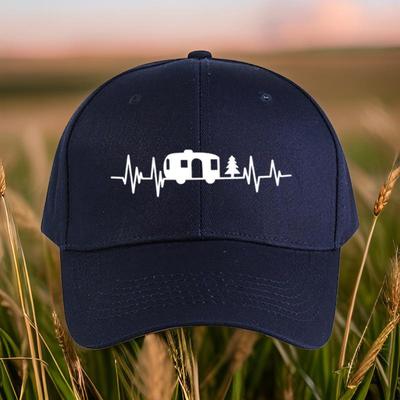 TEMU 1pc Adjustable Baseball Cap For - Print & Pine Trees Design, Breathable Textile Fabric, Hip Hop Streetwear Hat For Outdoor Sports, Hiking, Casual Wear (black), Camping Hat, Durable Headgear Image