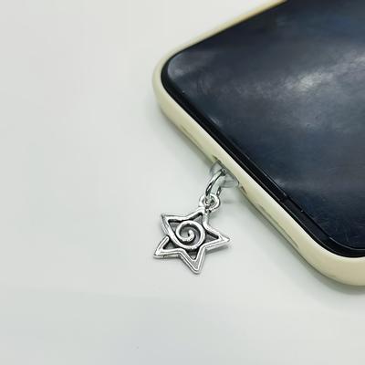 TEMU Mobile Phone Decoration Dust Plug Diy Alloy Simple Hollow Star Small Pendant Mobile Hole Dust Plug Image
