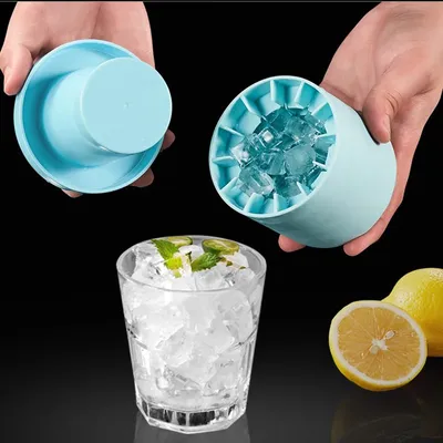 Ice Bucket Cup Silicone Mold Portable Cylinder Ice Cube Making Mould Quickly Freeze Ice Cubes Trays Ice-Cream Maker Drink Tools
