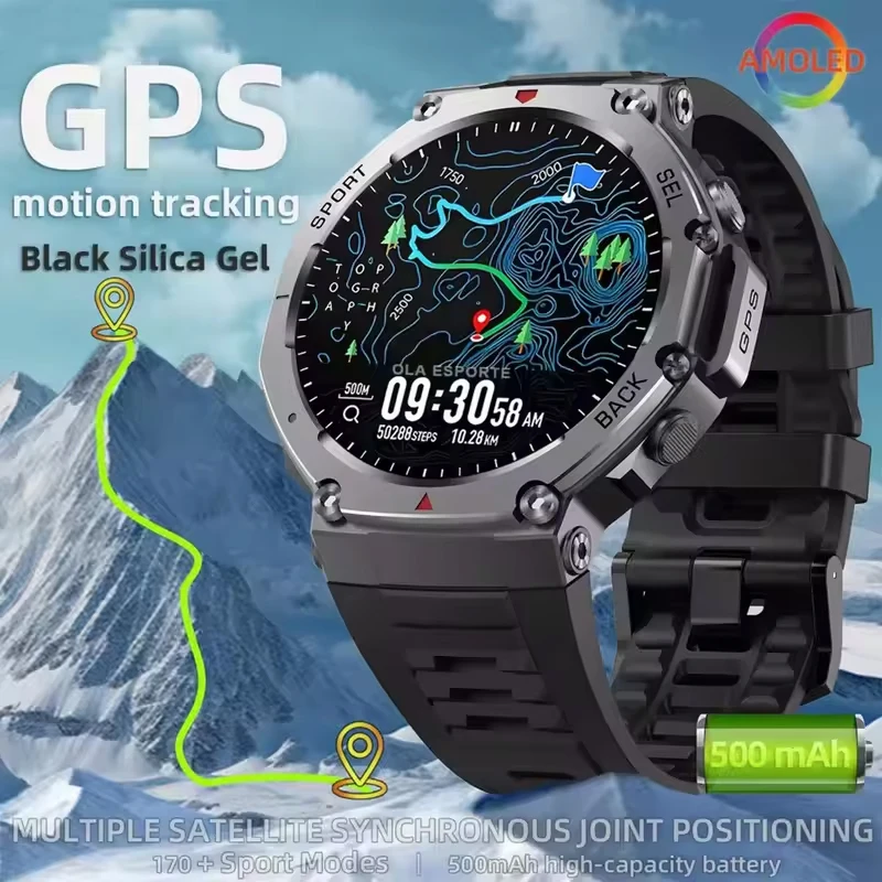 GPS-Smartwatch AMOLED 5ATM Wasserdicht Eingebauter Dualband-GNSS-Kompass Militär Sport Fitness Smartwatch Herren Neu für Xiaomi 2025 Image