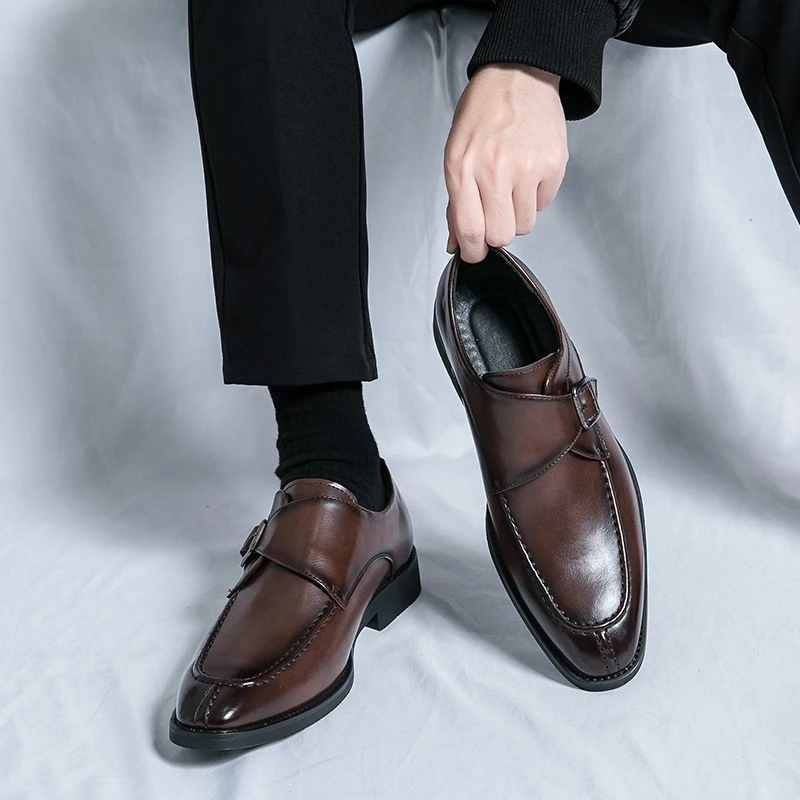 Herren Business Casual Lederschuhe Rindsleder Retro Rundkopf Britische Lederschuhe Herren Leder Big Head Herren schuhe Flut